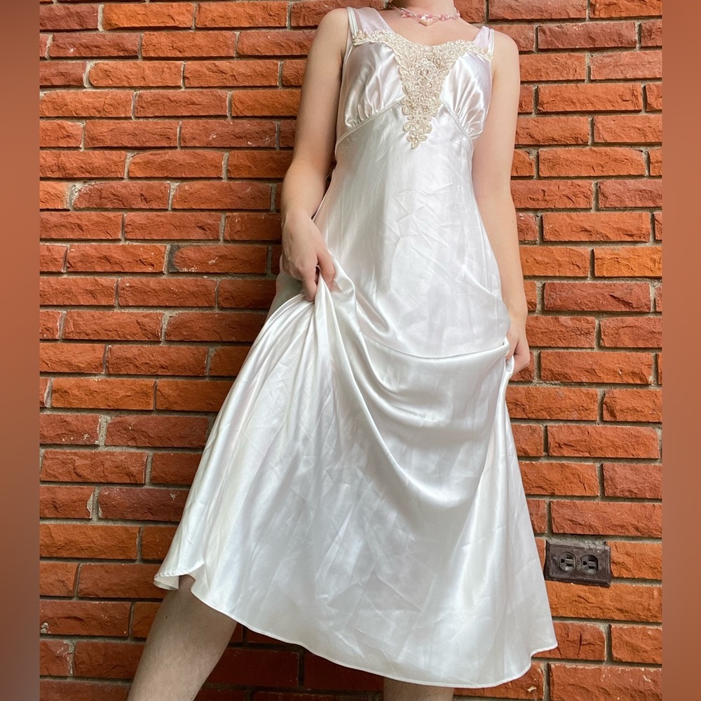 SOLD Vintage satin lace slip dress - Picture 1 of 15